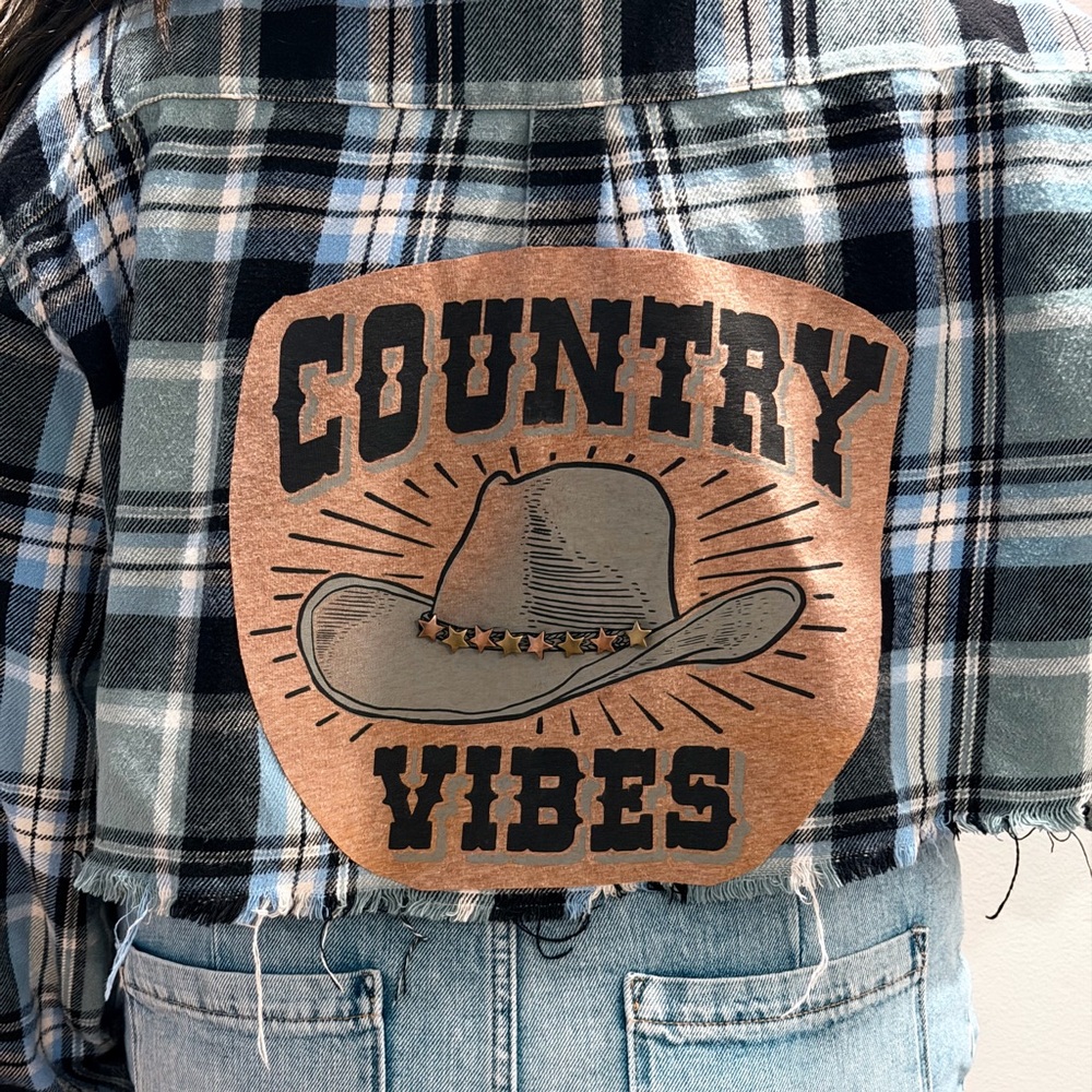 Plaid Jacket with Country Vibes Patch